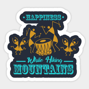 warli art - happiness while hiking mountains Sticker